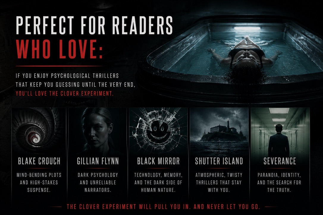 Perfect for readers who love Blake Crouch, Gillian Flynn, Black Mirror, Shutter Island and Severance.